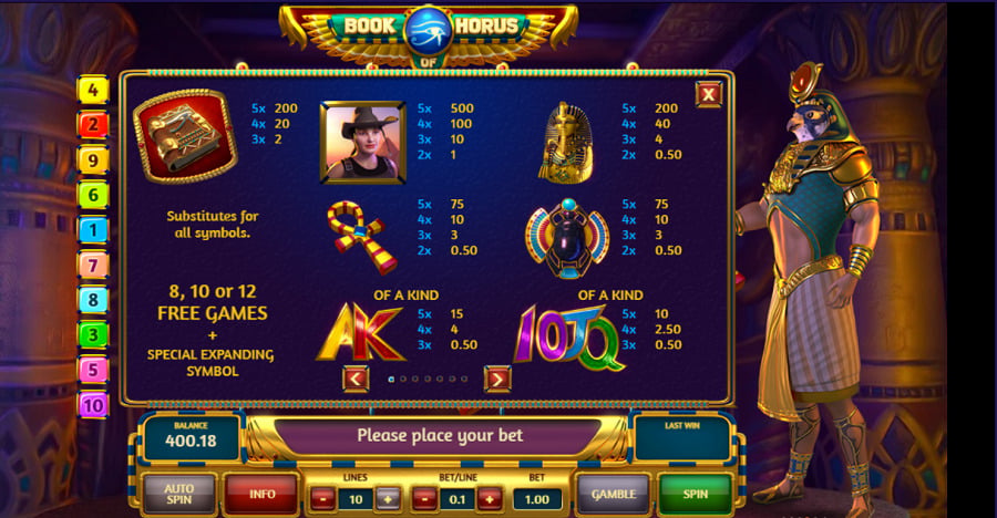 como jogar o slot book of horus