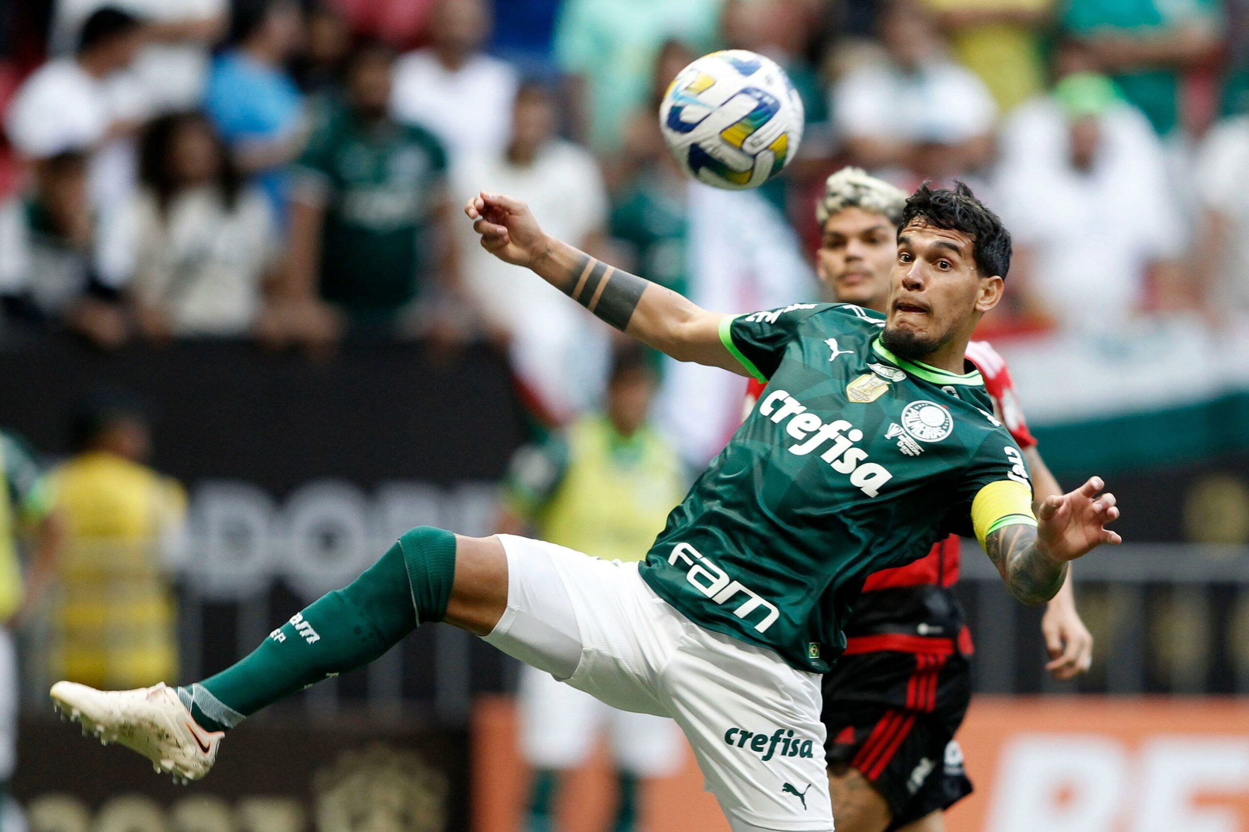 Gustavo Gómez do Palmeiras durante a partida entre Palmeiras e Flamengo