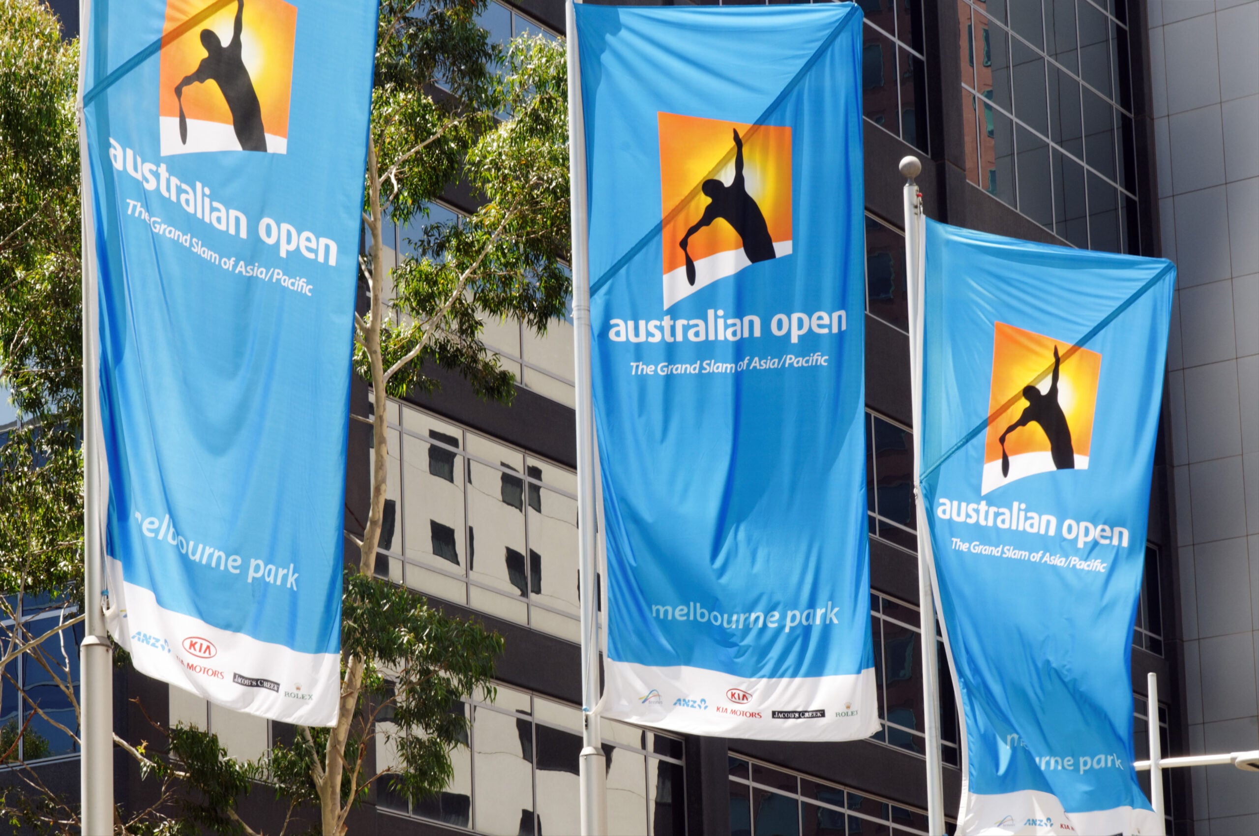 Bandeiras publicitárias do Aberto da Austrália