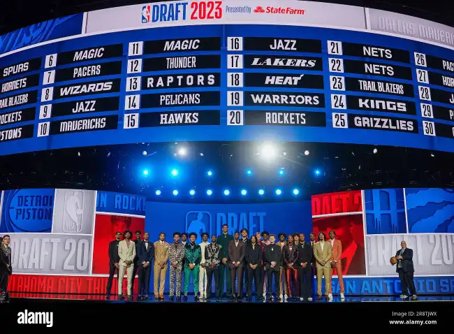Alguma franquia já ganhou na loteria do draft NBA? de quinta-feira, 22 de junho de 2023, em Nova York.
