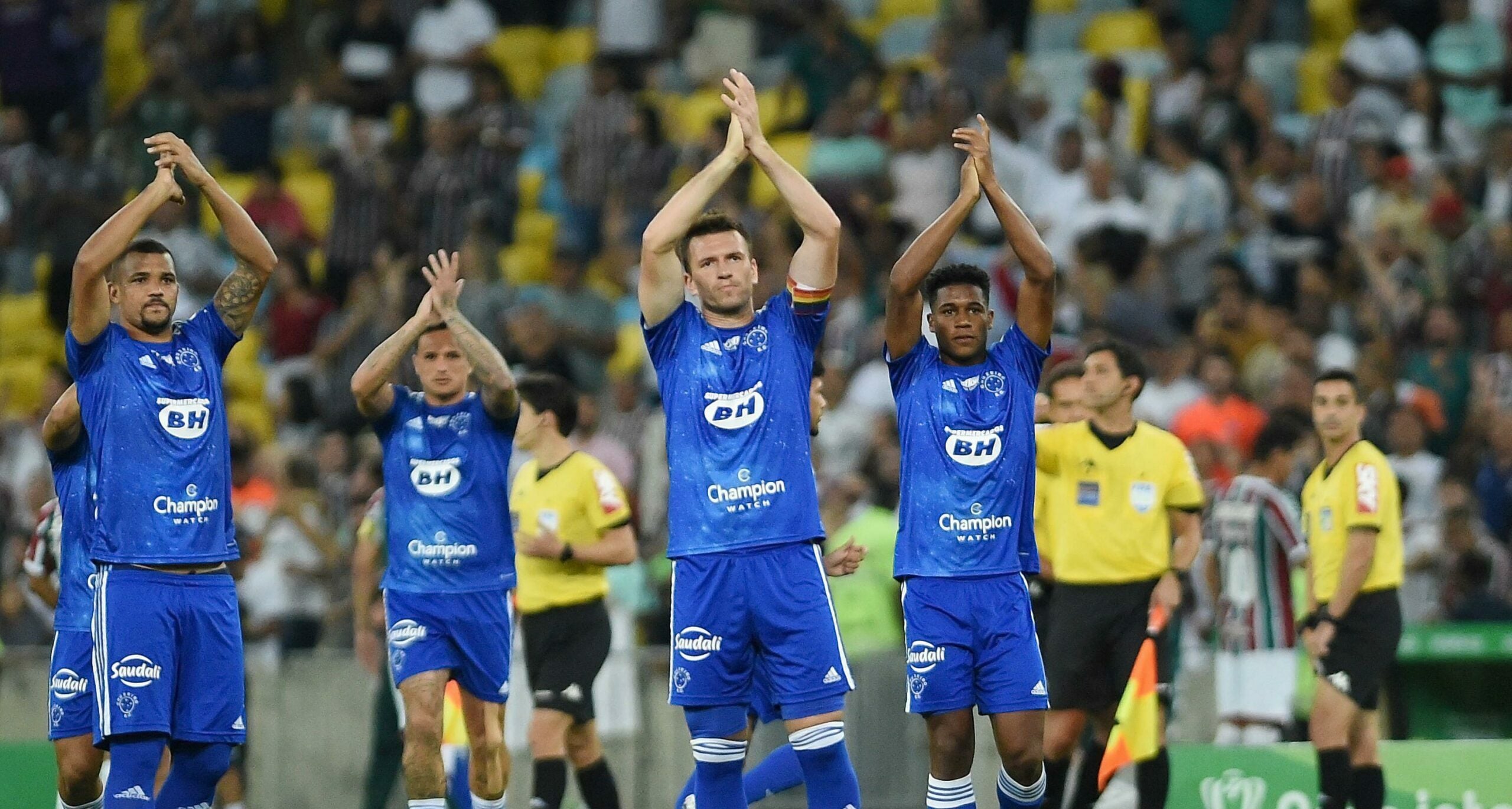 Rio de Janeiro, Brazil, June 23, 2022. Football players, of the Cruzeiro team, during the fluminense vs. Cruzeiro match for the Brazilian Cup, at mara
