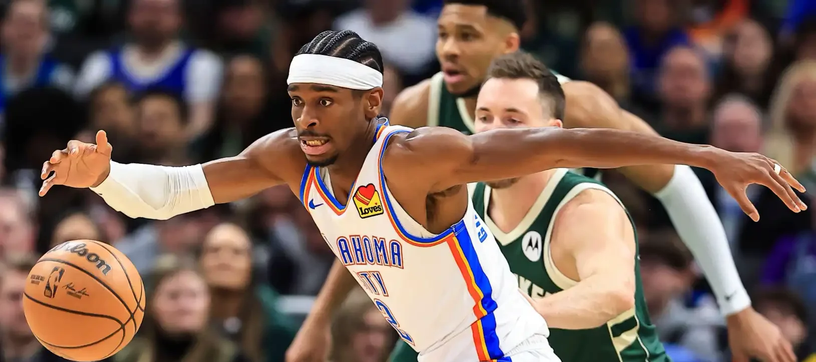 Shai Gilgeous-Alexander em jogo da NBA (Crédito da imagem: Joel Lerner/Xinhua/Alamy Live News)