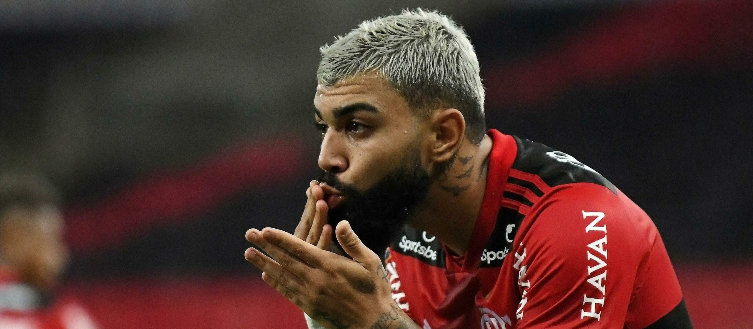 Gabigol, do Flamengo, comemorando