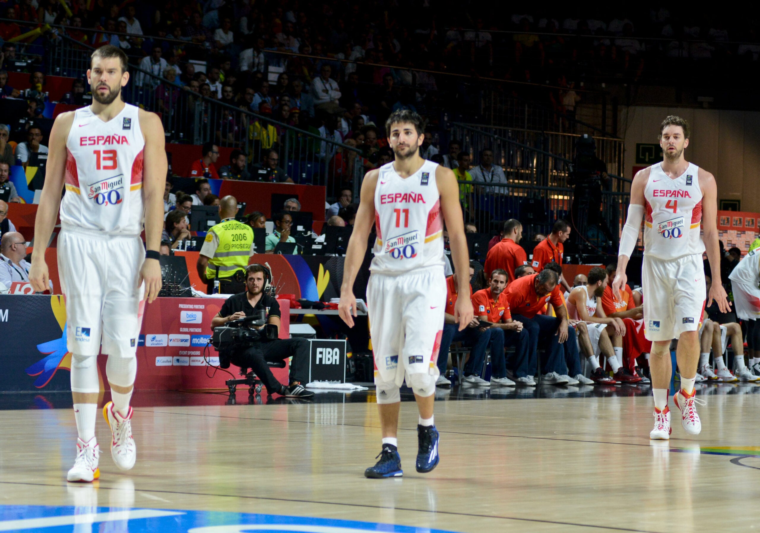 Ricky Rubio, Marc Gasol and Pau Gasol